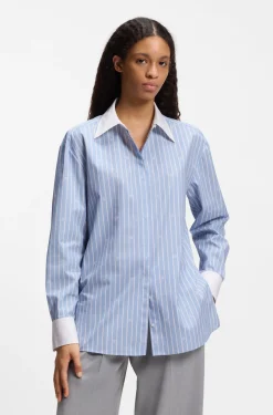 Oversized-fit blouse with stacked logos