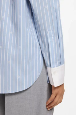 Oversized-fit blouse with stacked logos