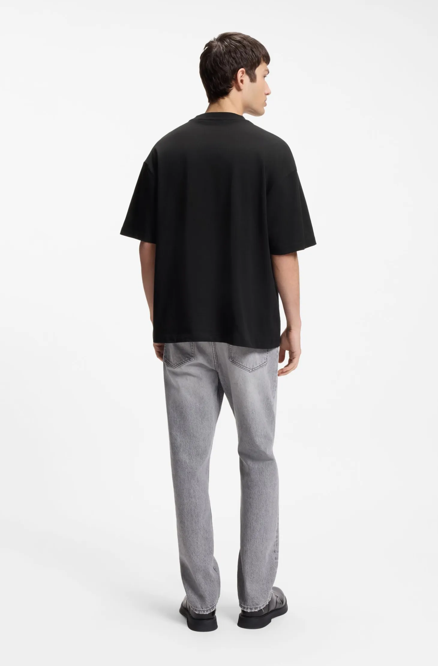 Oversized-fit cotton T-shirt with reflective logo