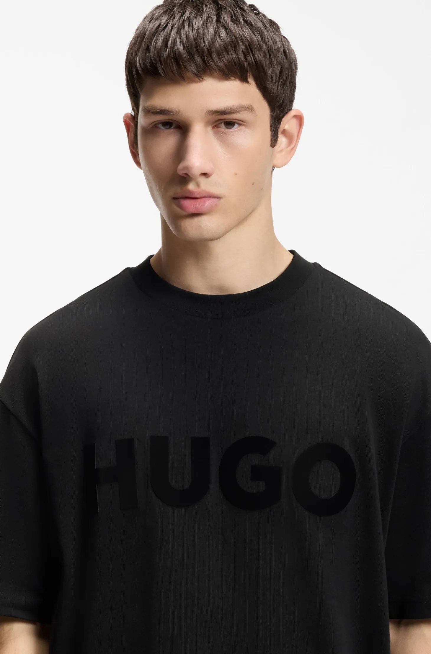 Oversized-fit cotton T-shirt with reflective logo