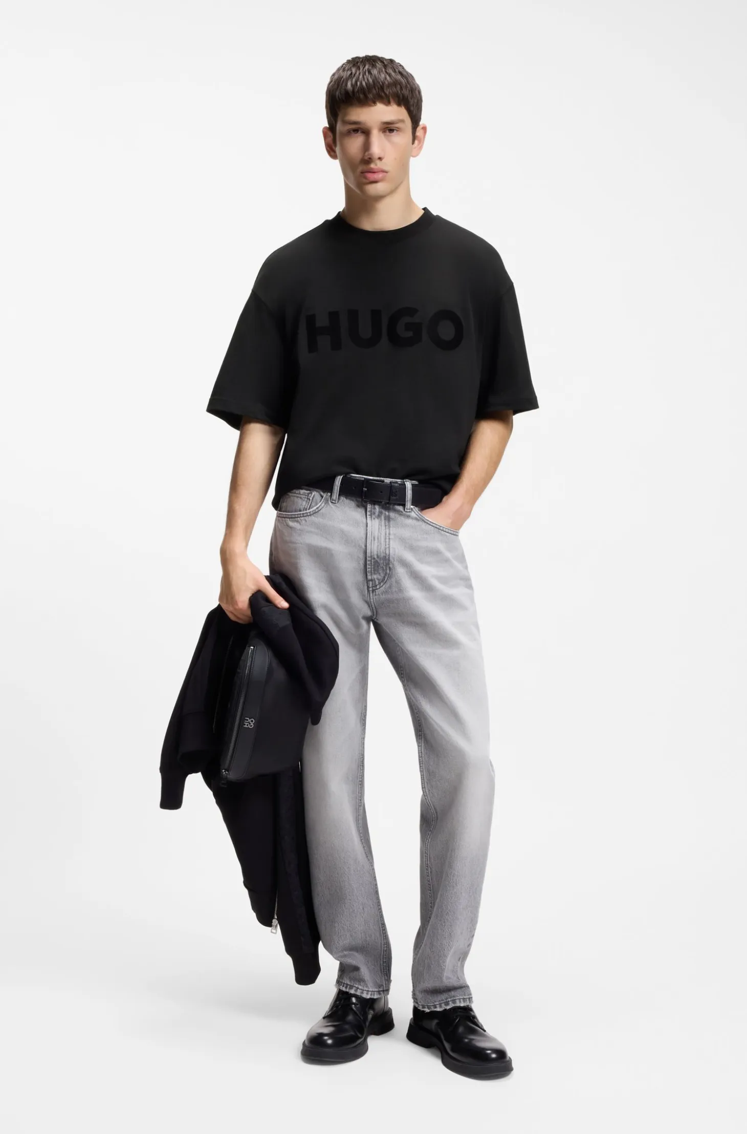 Oversized-fit cotton T-shirt with reflective logo