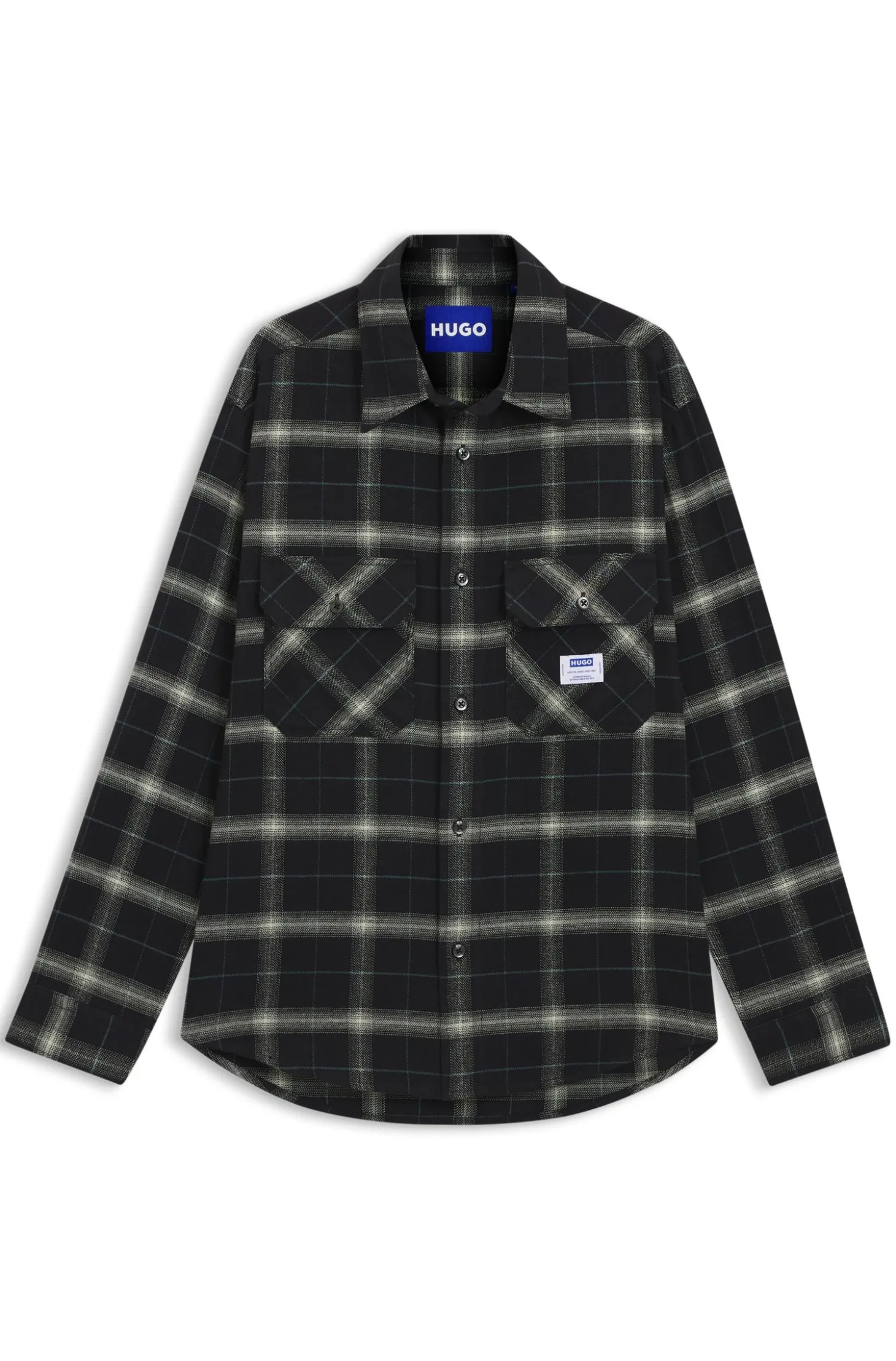 Oversized-fit overshirt in checked cotton twill