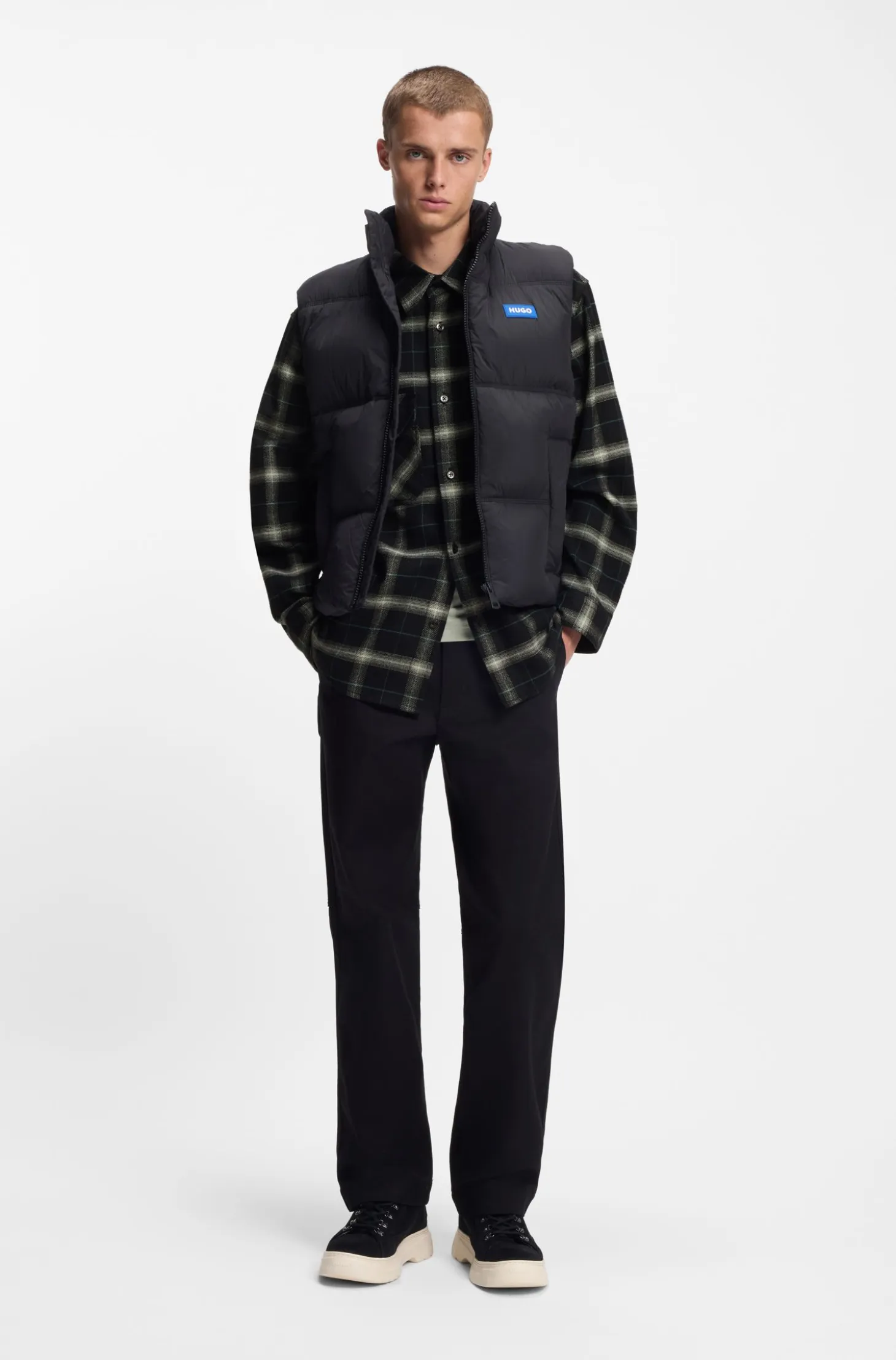 Oversized-fit overshirt in checked cotton twill