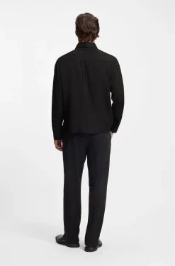 Oversized-fit overshirt in soft twill with side pockets