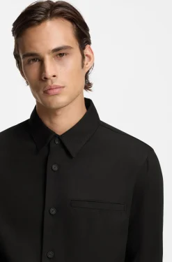 Oversized-fit overshirt in soft twill with side pockets