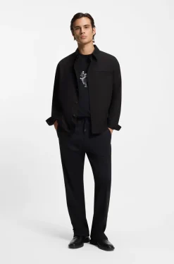 Oversized-fit overshirt in soft twill with side pockets