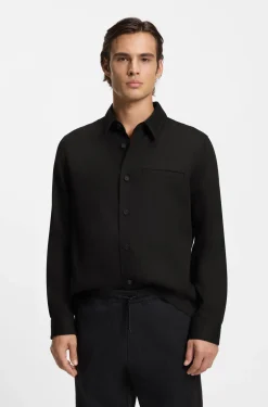 Oversized-fit overshirt in soft twill with side pockets