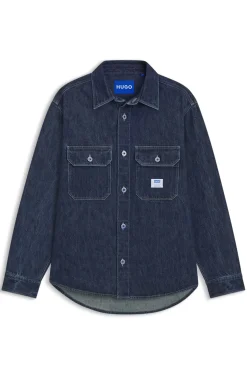 Oversized-fit shirt in blue denim