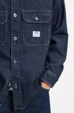 Oversized-fit shirt in blue denim