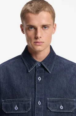 Oversized-fit shirt in blue denim