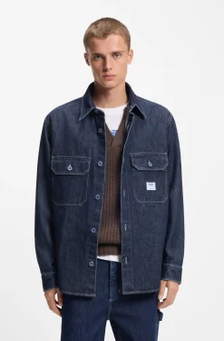 Oversized-fit shirt in blue denim