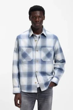 Oversized-fit shirt in checked cotton twill