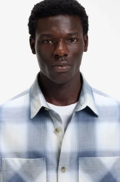 Oversized-fit shirt in checked cotton twill