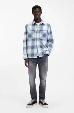 Oversized-fit shirt in checked cotton twill