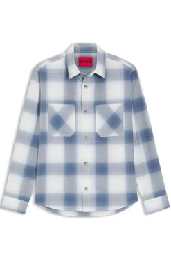 Oversized-fit shirt in checked cotton twill