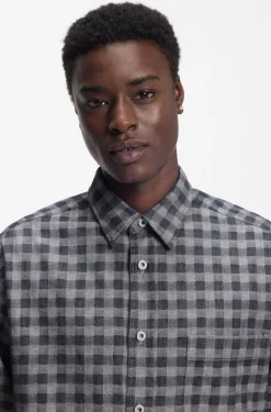Oversized-fit shirt in checked cotton twill