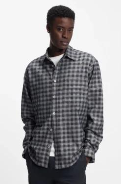 Oversized-fit shirt in checked cotton twill