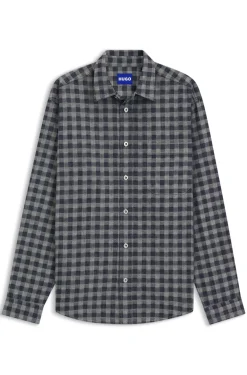 Oversized-fit shirt in checked cotton twill