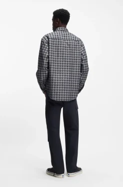 Oversized-fit shirt in checked cotton twill