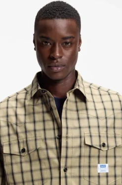Oversized-fit shirt in checked cotton poplin