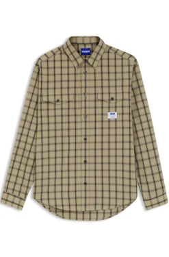 Oversized-fit shirt in checked cotton poplin
