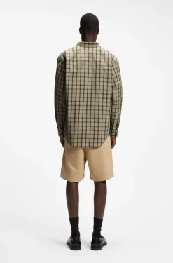 Oversized-fit shirt in checked cotton poplin