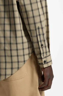 Oversized-fit shirt in checked cotton poplin