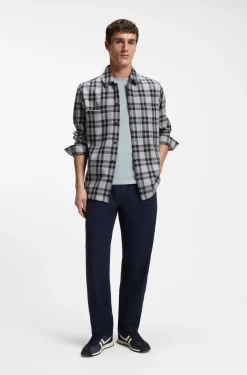 Oversized-fit shirt in checked cotton