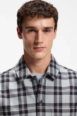 Oversized-fit shirt in checked cotton