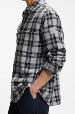 Oversized-fit shirt in checked cotton