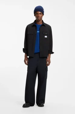 Oversized-fit shirt in cotton with flap chest pockets
