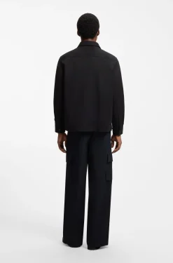 Oversized-fit shirt in cotton with flap chest pockets