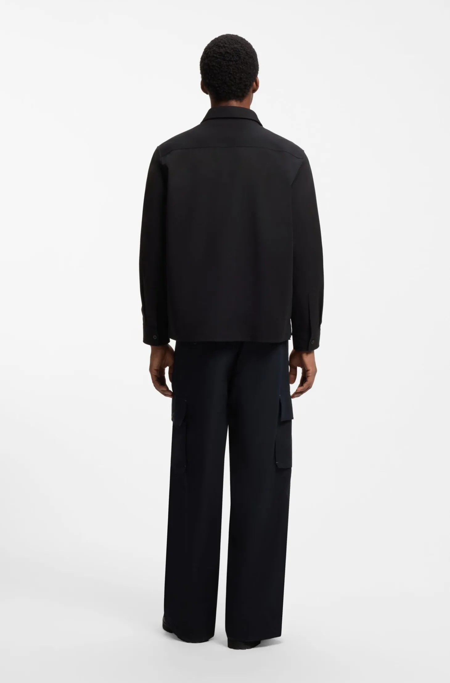 Oversized-fit shirt in cotton with flap chest pockets