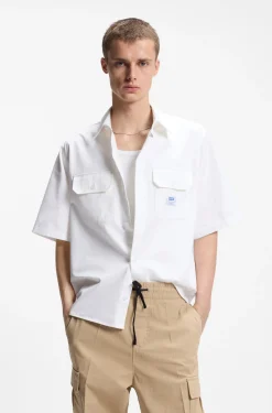 Oversized-fit shirt in cotton twill