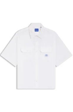 Oversized-fit shirt in cotton twill