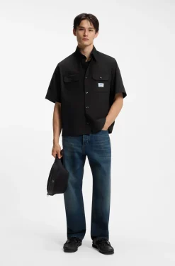 Oversized-fit shirt in cotton twill