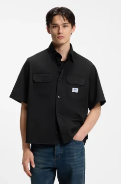 Oversized-fit shirt in cotton twill