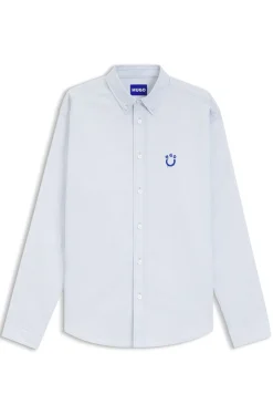 Oversized-fit shirt in Oxford cotton with logo embroidery