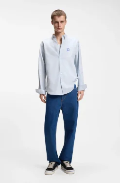 Oversized-fit shirt in Oxford cotton with logo embroidery