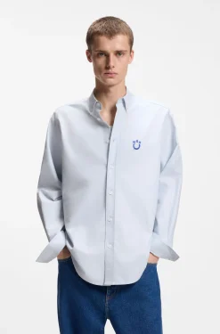 Oversized-fit shirt in Oxford cotton with logo embroidery