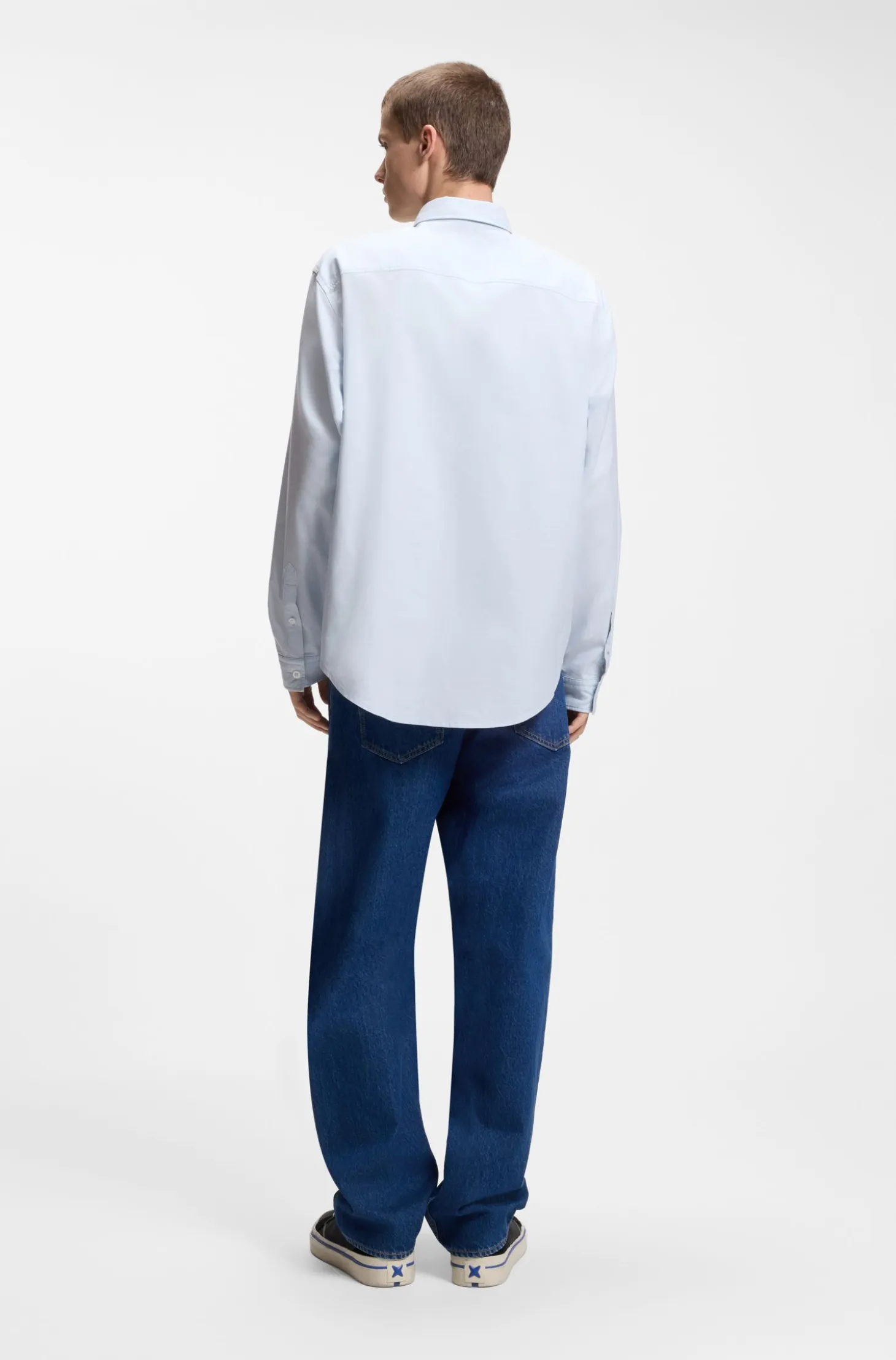 Oversized-fit shirt in Oxford cotton with logo embroidery