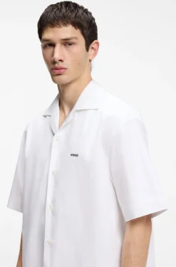 Oversized-fit shirt in paper-touch cotton
