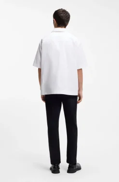 Oversized-fit shirt in paper-touch cotton