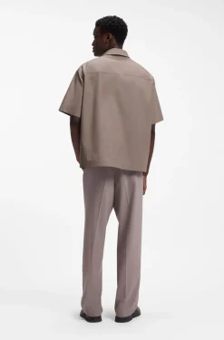 Oversized-fit shirt in paper-touch cotton