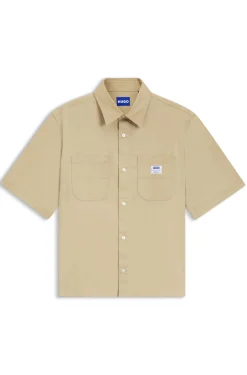 Oversized-fit shirt in slub cotton with patch pockets