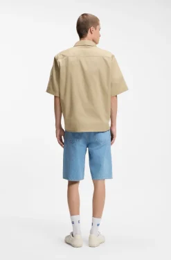 Oversized-fit shirt in slub cotton with patch pockets