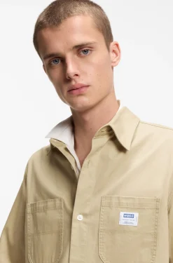 Oversized-fit shirt in slub cotton with patch pockets