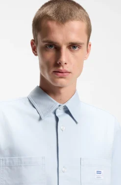 Oversized-fit shirt in slub cotton with patch pockets