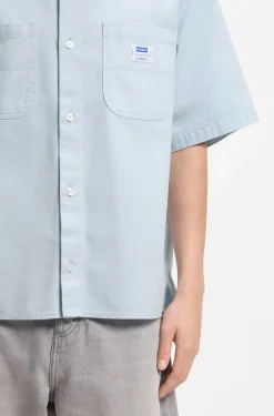 Oversized-fit shirt in slub cotton with patch pockets