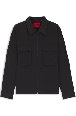 Oversized-fit shirt in stretch-cotton seersucker